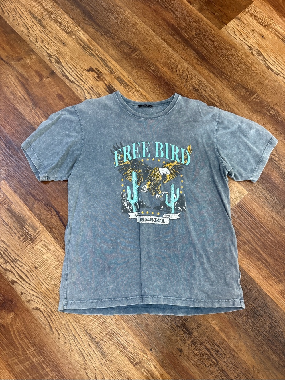Free Bird Graphic Tee - Vintage Blue Short Sleeve